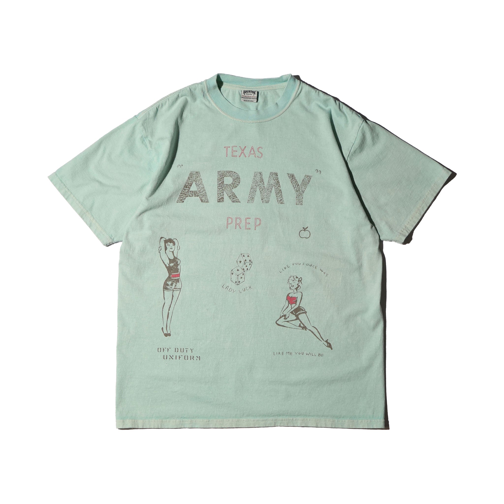 HOUSTON / 22423 PIGMENT PRINT TEE (ARMY) MADE IN JAPAN - TRUTH